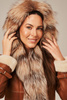 Cojoc shearling cu blană de vulpe și glugă pentru femei