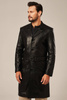 Palton elegant bărbătesc din piele naturală neagră
