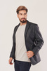 Sacou bărbătesc din piele naturală de miel – grafit închis