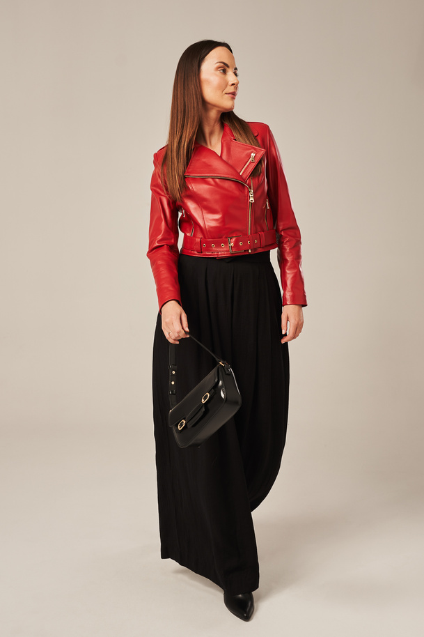 Geacă de damă roșie din piele naturală