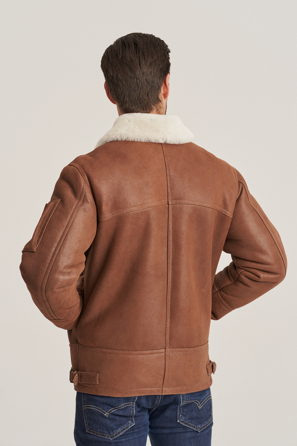 Geacă bărbătească de iarnă tip pilot din piele naturală de miel