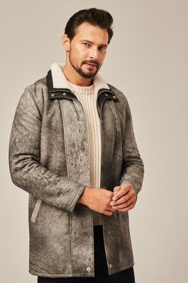 Palton bărbătesc de iarnă elegant din piele naturală de miel 