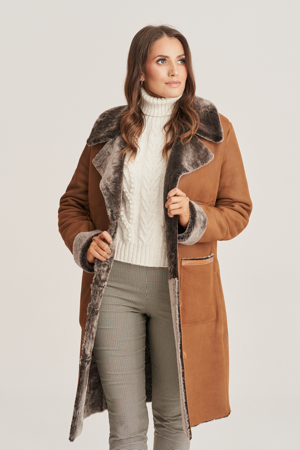 Cojoc damă din piele naturală, maro