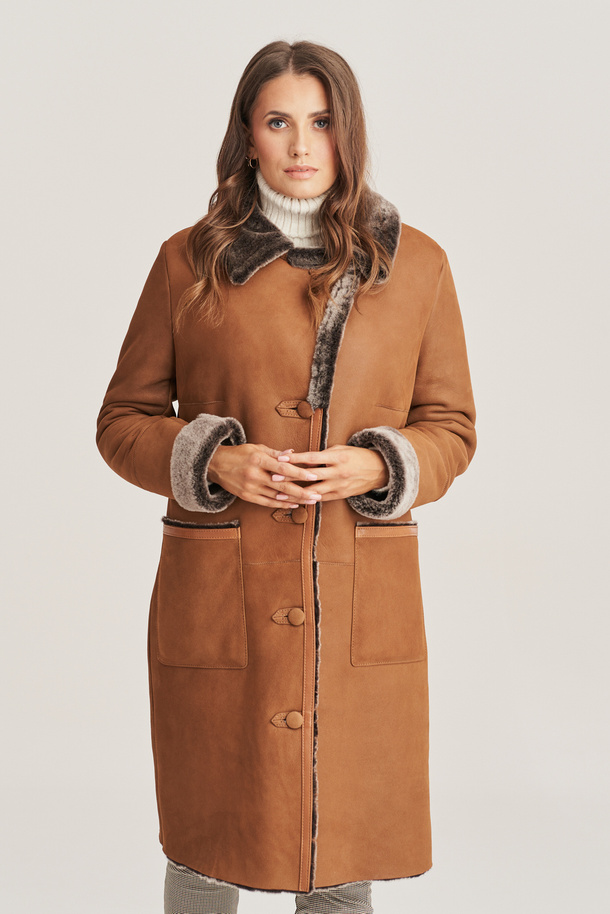 Cojoc damă din piele naturală, maro