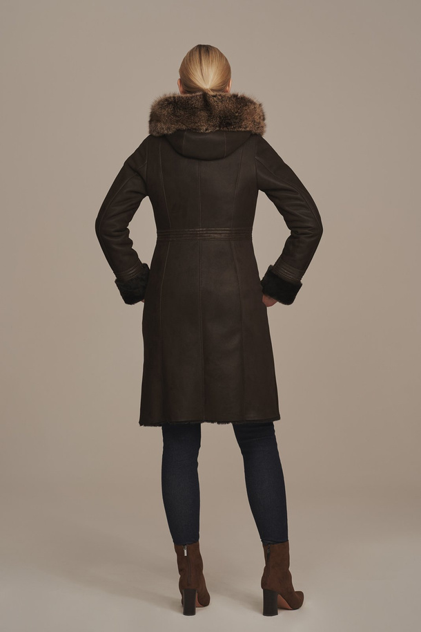 Palton din piele de miel cu blană de vulpe