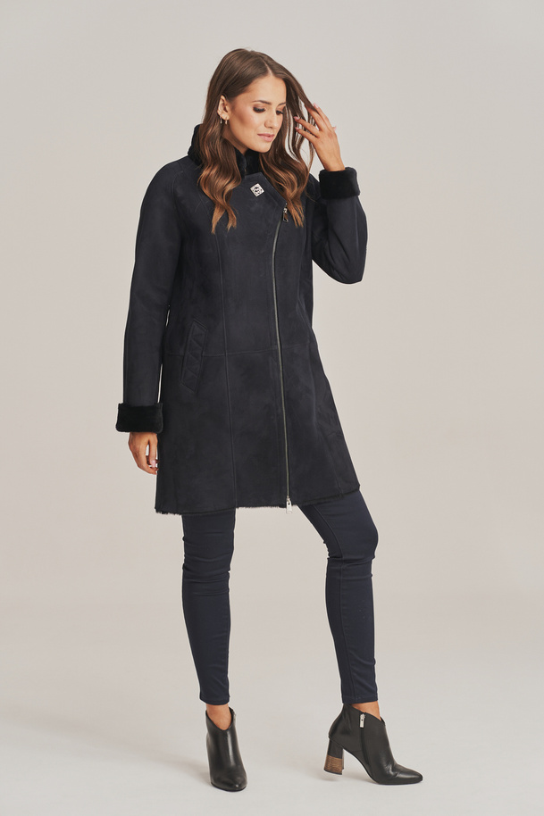 Cojoc damă bleumarin din piele naturală