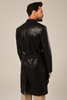 Palton elegant bărbătesc din piele naturală neagră